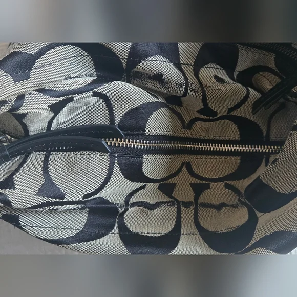 Coach Signature Canvas Shoulder Bag in Black and Gray - Picture 11 of 11